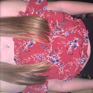 American eagle off the shoulder floral cropped